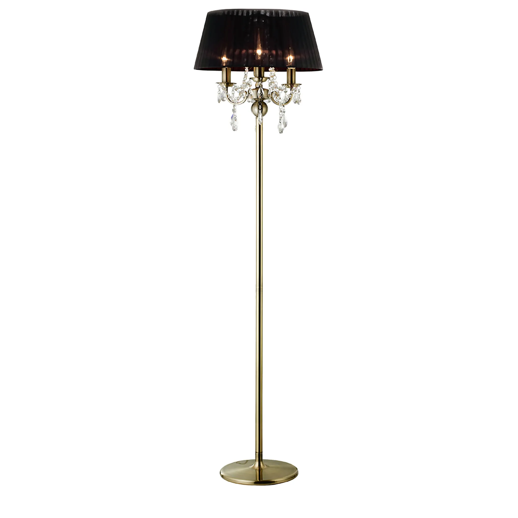 Olivia Crystal 163cm Floor Lamp 3 Light IL30066/BL  Diyas Olivia Antique Brass-Black
